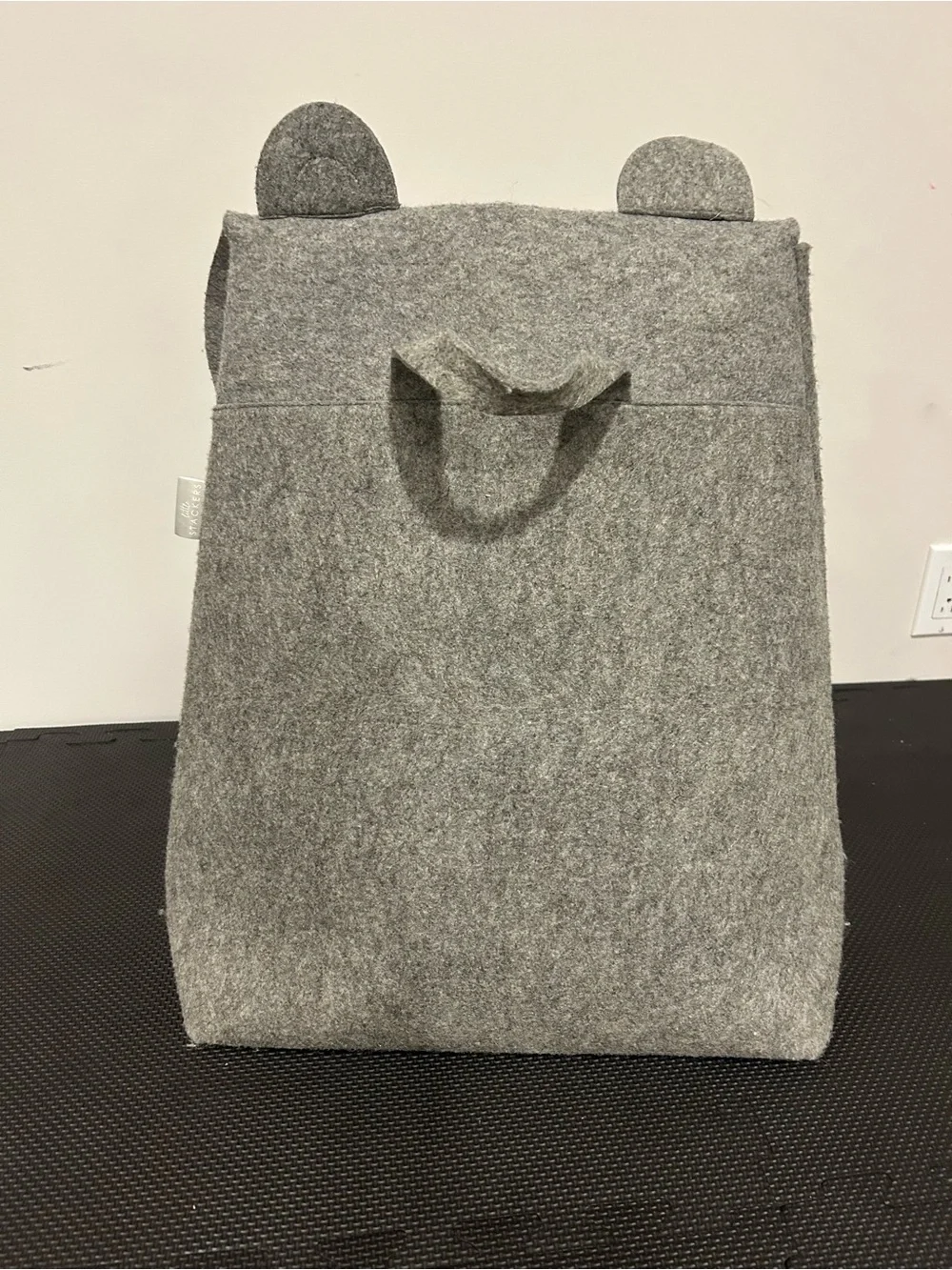 Stackers Grey Felt Bear Laundry Hamper